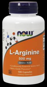 Эффективный стимулятор синтеза гормона роста - L-Аргинин (L-Arginine), 500 мг 100 капсул / NOW-0030