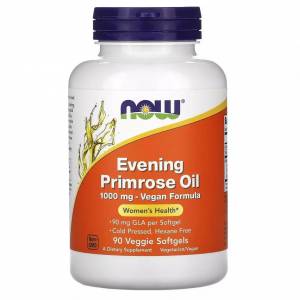 Масло Примулы Вечерней 1000 мг, Evening Primrose Oil, Now Foods, 90 вегетарианских капсул / NF1758