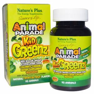 Витаминный Комплекс из Зеленых Суперфудов для Детей, Тропик, Animal Parade, Natures Plus, 90 ж.таб. / NTP29968