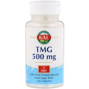 Триметилглицин, TMG (ТМГ), 500 мг, KAL, 500 mg, 120 таблеток / CAL70981
