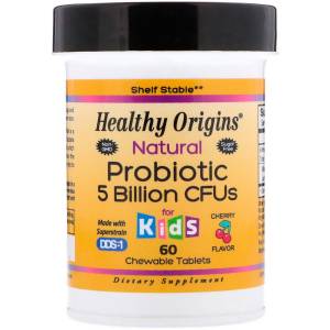 Пробиотики для Детей, Natural Probiotic Kids, Healthy Origins, Вкус Вишни, 60 жевательных таблеток