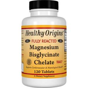 Магний Бисглицинат, Magnesium Bisglycinate Chelate, Healthy Origins, 200 мг, 120 таблеток / HO39542