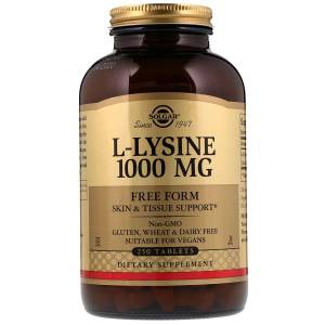 Лизин 1000 мг, L-Lysine, Solgar, 250 таблеток / SOL01702