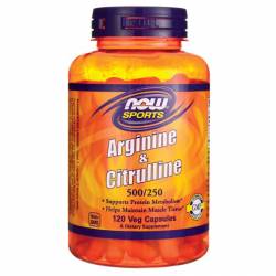 Аргинин с цитруллином / NOW - Arginine & Citrulline - 120 Veg Capsules, 500/250 mg