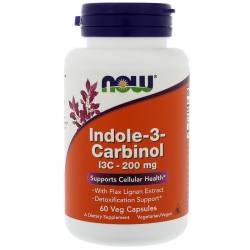 Индол-3-карбинол с экстрактом льна / Indol-3-carbinol, 200 мг 60 капсул / Now-3056