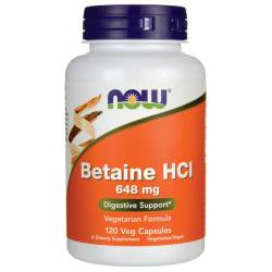 Пищеварительный фермент - Бетаин гидрохлорид с пепсином / Betaine HCl, 648 мг 120 капсул / NF2938.20609