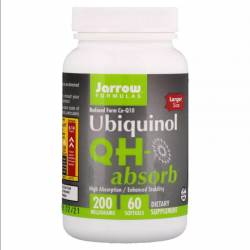 Убихинол 200 мг, Ubiquinol QH-Absorb, Jarrow Formulas, 60 желатиновых капсул / JRW06026
