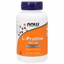 Л-Пролин, 500 мг, Now Foods, L-Proline, 120 растительных капсул / NF0133