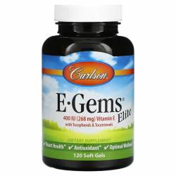 Витамин E, 400 МЕ (268 мг), E-Gems Elite, Carlson, 120 желатиновых капсул / CL00771