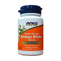 Гинкго Билоба, Ginkgo Biloba, Double Strength, Now Foods, 120 мг, 50 капсул / NF4682.6637