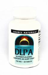 DLPA (фенилаланин) 750мг, Source Naturals, 60 таблеток / SN0165