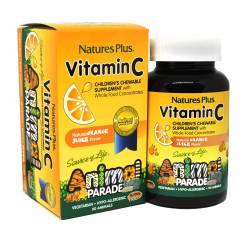 Витамин С для Детей, Вкус Апельсина, Animal Parade, Natures Plus, 90 жевательных таблеток / NTP29998