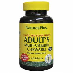 Мультивитамины для Взрослых, Вкус Ягод, Natures Plus, 60 жевательных таблеток / NTP30871