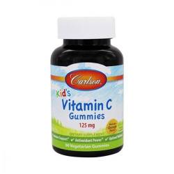 Витамин С для Детей со Вкусом Апельсина 125мг, Carlson Labs, 60 жевательных конфет / CL4903
