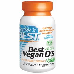Веганский Витамин D3 2500IU, Doctor's Best, 60 гелевых капсул / DRB00302