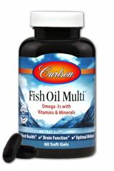 Мультивитамины и Минералы с Омега-3, Fish Oil Multi, Carlson, 60 желатиновых капсул / CL1580