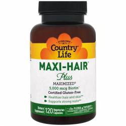 Комплекс для Роста и Укрепления Волос, Maxi-Hair, Country Life, 120 гелевых капсул