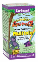 Мультивитамины для Детей, Виноград, Rainforest Animalz, Bluebonnet Nutrition, 180 жевательных конфет / BLB0187