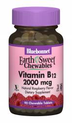 Витамин В12 2000мкг, Вкус Малины, Earth Sweet Chewables, Bluebonnet Nutrition, 90 жевательных таблеток / BLB0436