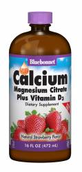 Жидкий Кальций Цитрат Магния + Витамин D3, Клубника, Bluebonnet Nutrition, 16 жидких унций (472 мл)