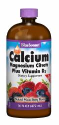 Жидкий Кальций Цитрат Магния + Витамин D3, Вкус Ягод, Bluebonnet Nutrition,16жидких унций (472мл)