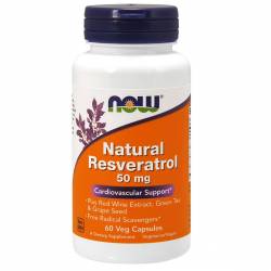 Ресвератрол, Natural Resveratrol, Now Foods, 50 мг, 60 капсул / NF3339.20587