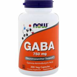 GABA (Гамма-Аминомасляная Кислота) 750мг, Now Foods, 200 капсул / NF0129