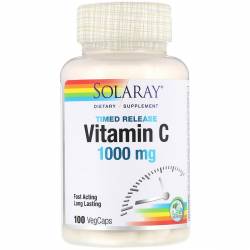 Витамин С Двухфазного Высвобождения, Vitamin C, Solaray, 1000 мг, 100 капсул