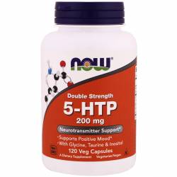 5-HTP (Гидрокситриптофан), Двойная Сила, 200 мг, Now Foods, 120 гелевых капсул