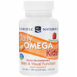 Омега для детей для ежедневного употребления, Daily Omega Kids, Nordic Naturals, 500 мг, 30 Капсул / NOR01817