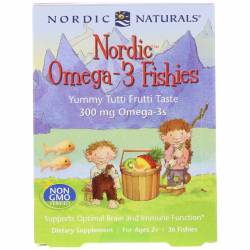 Конфеты в виде рыбок, Nordic Omega-3 Fishies, Nordic Naturals, 300 мг, 36 Рыбок / NOR31130