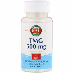 Триметилглицин, TMG (ТМГ), 500 мг, KAL, 500 mg, 120 таблеток / CAL70981