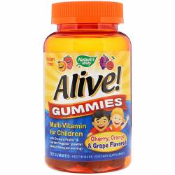 Мультивитамины для Детей, Alive, Nature's Way, Вкус Винограда и Апельсина, 90 жевательных конфет / NWY15789