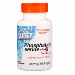 Фосфатидилсерин, Phosphatidylserine with SerinAid, Doctor's Best, 100 мг, 60 желатиновых капсул / DRB00168