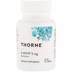 Фолат, 5-МТГФ, 5-MTHF, Thorne Research, 5 мг, 60 Капсул / THR13201