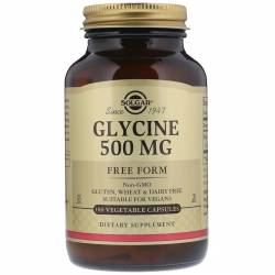 Глицин, Glycine, Solgar,  500 мг, 100 вегетарианских капсул / SOL01370