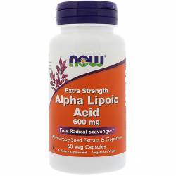 Альфа-липоевая кислота 600мг, Alpha Lipoic Acid, Now Foods, 60 капсул