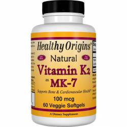 Витамин К2 в Форме МК-7, Vitamin K2 as MK-7, Healthy Origins, 100 мкг, 60 капсул / HO27442