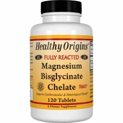Магний Бисглицинат, Magnesium Bisglycinate Chelate, Healthy Origins, 200 мг, 120 таблеток