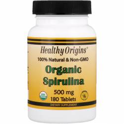 Органическая Спирулина, Organic Spirulina, Healthy Origins, 500 мг, 180 таблеток / HO88235