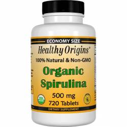 Органическая Спирулина, Organic Spirulina, Healthy Origins, 500 мг, 720 таблеток / HO88239
