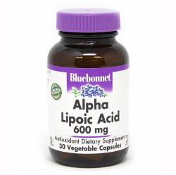 Альфа Липоевая Кислота 600 мг, Bluebonnet Nutrition, 30 растительных капсул