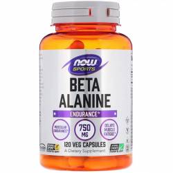 Бета-Аланин, Beta-Alanine, Now Foods, 750 мг, 120 вегетарианских капсул / NF2008