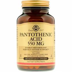 Пантотеновая Кислота (B5) Pantothenic Acid, Solgar, 550 мг, 100 вегетарианских капсул / SOL02171.33574