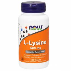 L-Лизин, L-Lysin, Now Foods, 500 мг, 100 таблеток / NF0100.16125