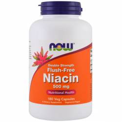 Ниацин (В3), No-Flush Niacin, Now Foods, 500 мг, 180 вегетарианских капсул / NF0500