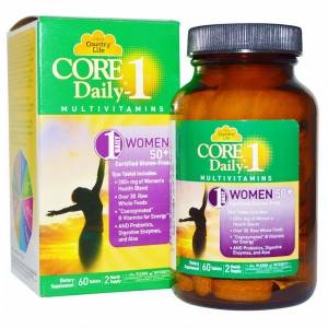 Мультивитамины для Женщин, 50+, Core Daily-1 for Women 50+, Country Life, 60 таблеток / CLF8196