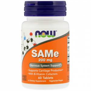 SAM-e (S-Аденозилметионин) 200 мг, Now Foods, 60 желатиновых капсул / Гептрал / NF0127