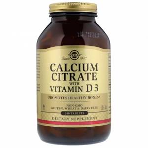 Цитрат Кальция + Витамин D3, Calcium Citrate with Vitamin D3, Solgar, 240 таблеток / SOL00432