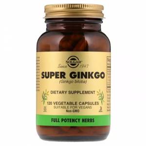 Гинкго Билоба Супер, Super Ginkgo Biloba, Solgar, 120 желатиновых капсул / SOL03915